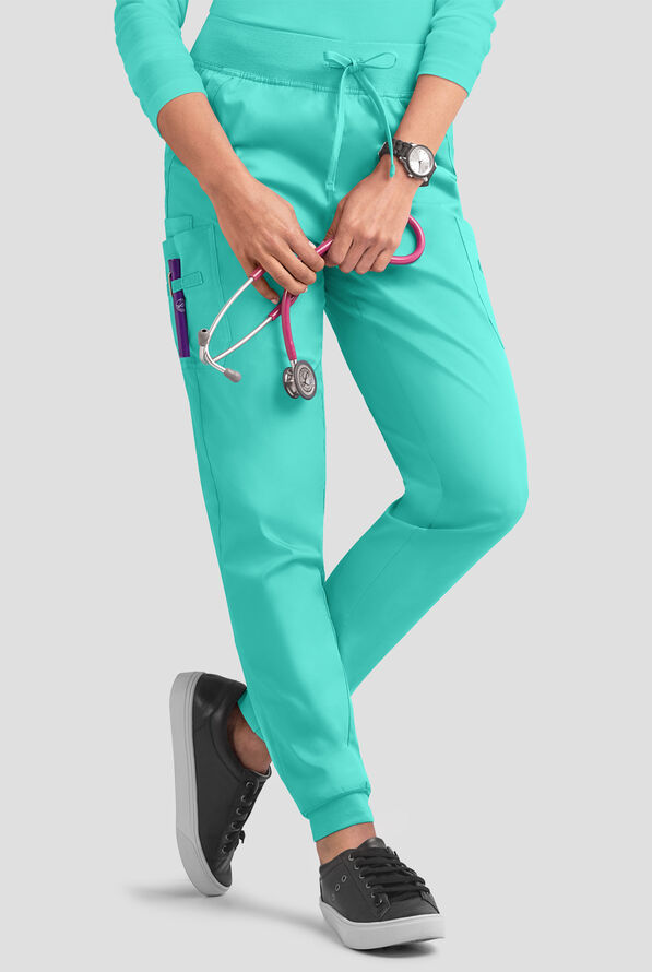 Pantal&oacute;n m&eacute;dico Butter-Soft STRETCH estilo cargo jogger con 5 bolsillos para mujer - Aqua Dust - 1