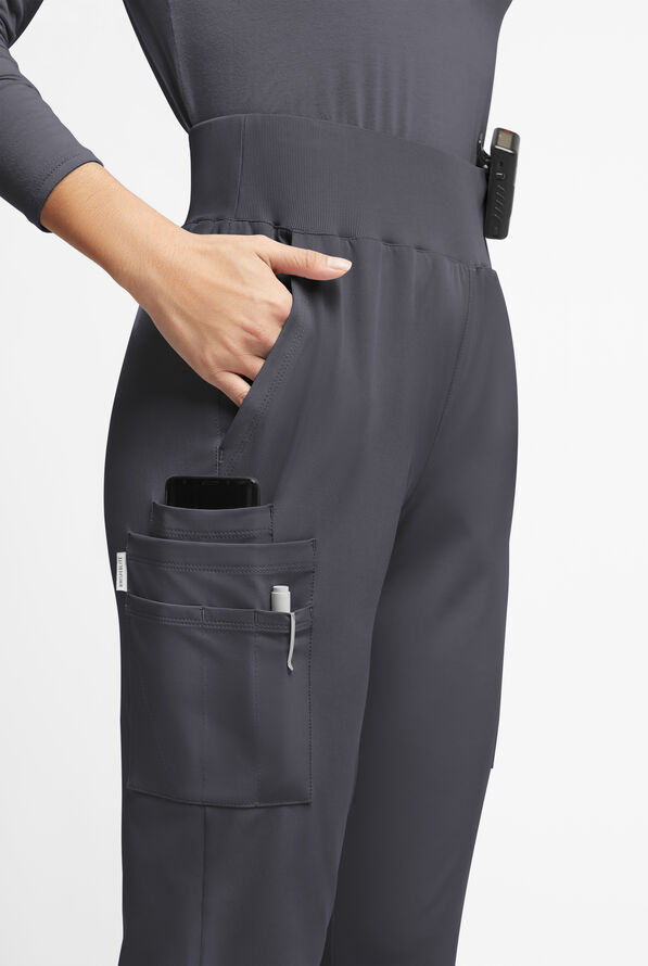 Pantalón médico WhisperLite Semira estilo cargo inspirado en el yoga con 11 bolsillos para mujer - Pewter - 4