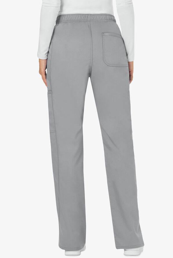 Cherokee Workwear Revolution Women's 5-Pocket STRETCH Drawstring Cargo Scrub Pants - Grey - 2