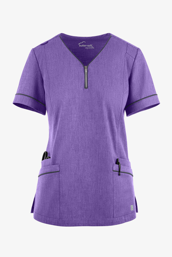 UA BUTTERSOFT STRETCH Women's 5Pocket VNeck with Front Zipper Scrub