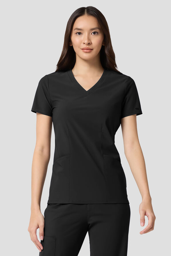 Infinity Pursuit Women's 3-Pocket STRETCH V-Neck Scrub Top - Black - 2