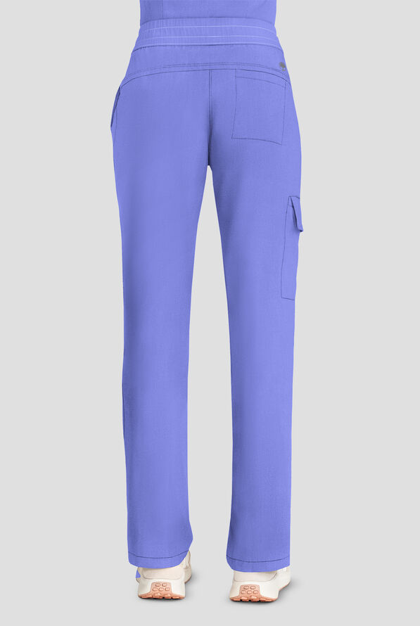 Healing Hands Quest Women's 4-Pocket STRETCH Straight Leg Drawstring Cargo Scrub Pant - Ceil Blue - 3