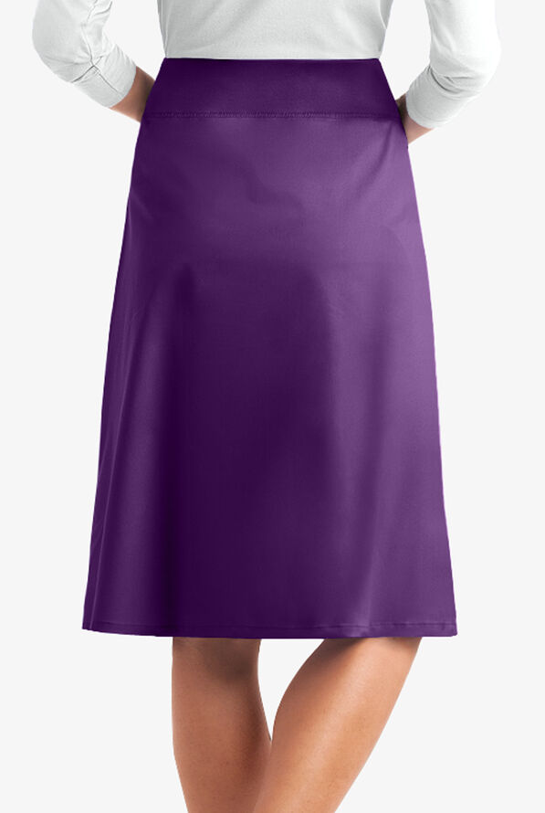 Butter-Soft STRETCH Women's 2-Pocket Drawstring Scrub Skirt - Eggplant - 2