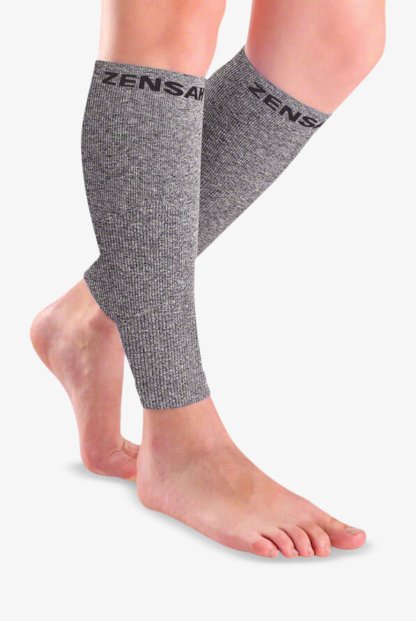 Zensah Fresh Legs Unisex 15-20 mmHg Moderate Compression Leg Sleeves - Heather Grey - 1