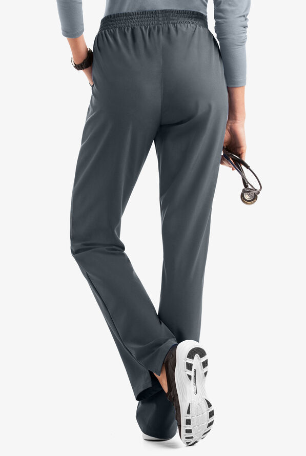 Easy STRETCH Alana Women's 2-Pocket Pull On Scrub Pants - Petite - Pewter - 2