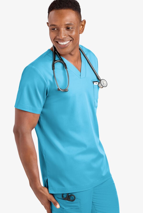 Camisa m&eacute;dica UA Advantage STRETCH con cuello en V y 2 bolsillos para hombre  - Turquoise - 5