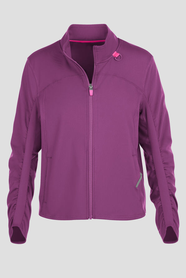 Chaqueta m&eacute;dica Med Couture Amp Knit STRETCH con cremallera y 2 bolsillos para mujer - Plum Royale - 1