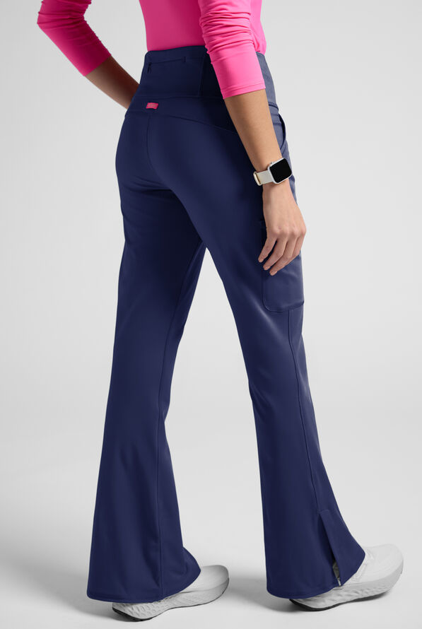 Pantal&oacute;n m&eacute;dico Med Couture Amp Knit STRETCH Petite estilo yoga con piernas acampanadas y 5 bolsillos para mujer - Navy - 3