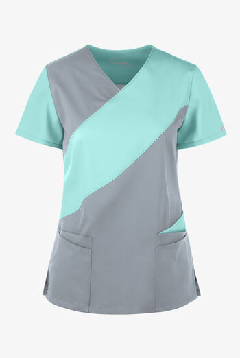 Blusa m&eacute;dica UA Butter-Soft STRETCH asim&eacute;trica con 5 bolsillos para mujer