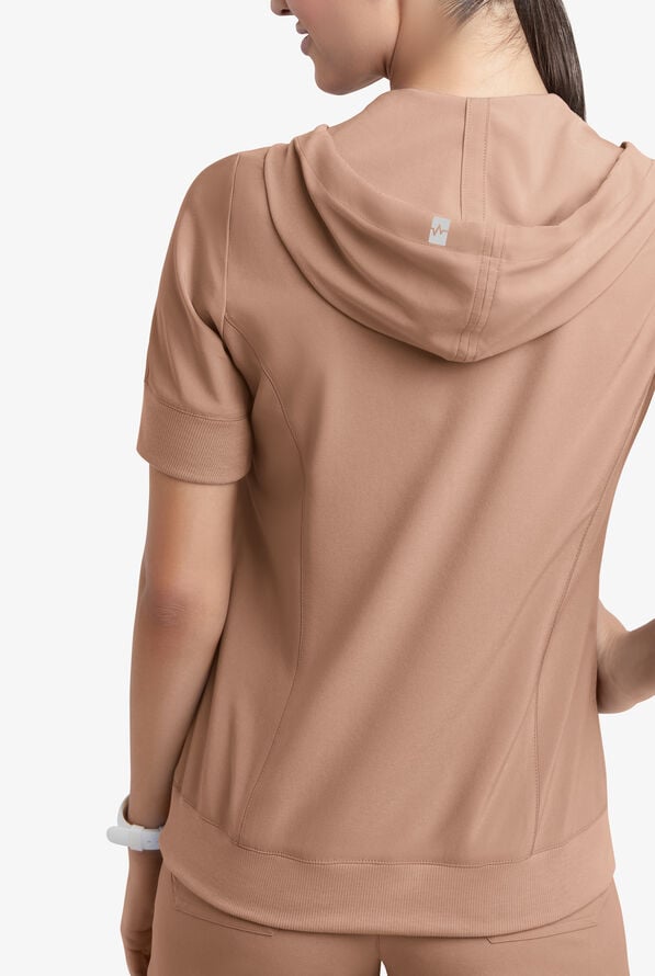 Sudadera m&eacute;dica manga corta Easy STRETCH True con capucha y 3 bolsillos para mujer - Warm Terrazzo - 4