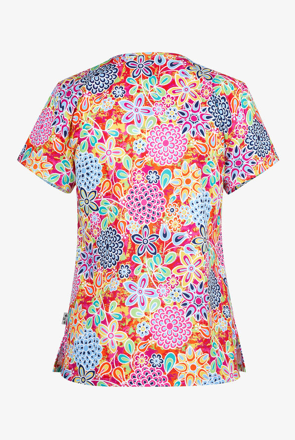 Zavate Ava Therese Floral Vibes Women's Print Scrub Top Uniform
