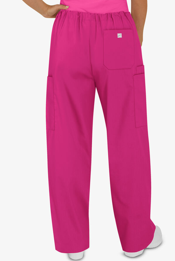 Butter-Soft Core Unisex 4-Pocket Drawstring Scrub Pants - Tall - Raspberry Rose - 2