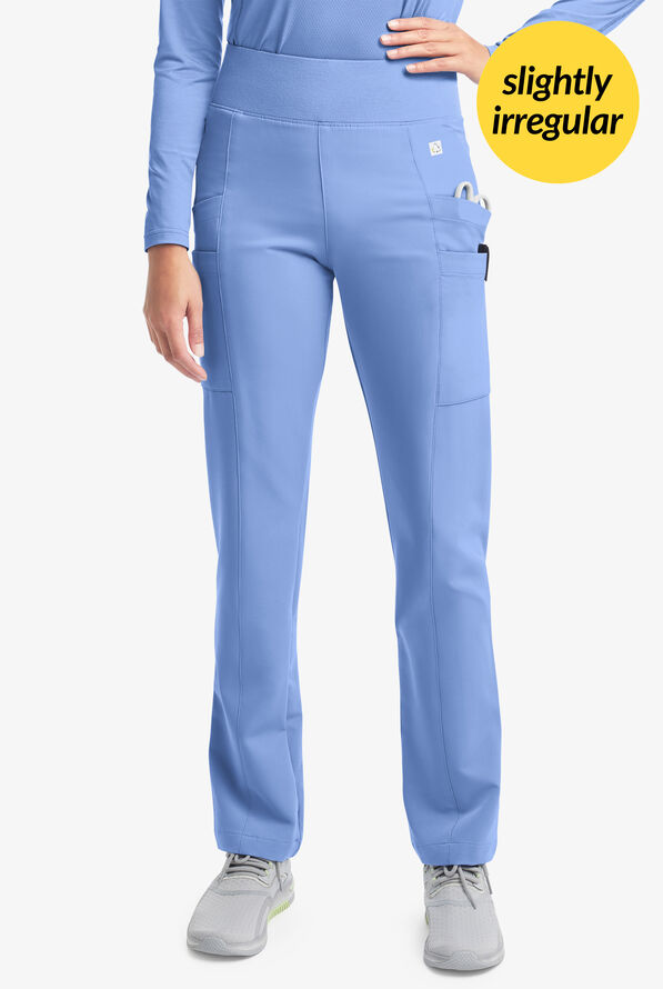Butter-Soft Women's 6-Pocket Yoga Scrub Pants **Slightly IRREGULAR** - Ceil Blue - 1