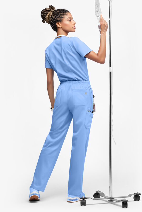 Butter-Soft STRETCH Women’s 10-Pocket Mid Rise Straight Leg Scrub Pant - Ceil Blue - 4