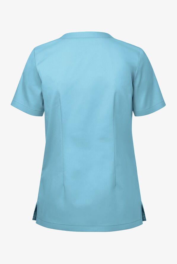 Blusa médica UA Butter-Soft STRETCH con cuello en V y 3 bolsillos de ojal para mujer - Poolside View - 2