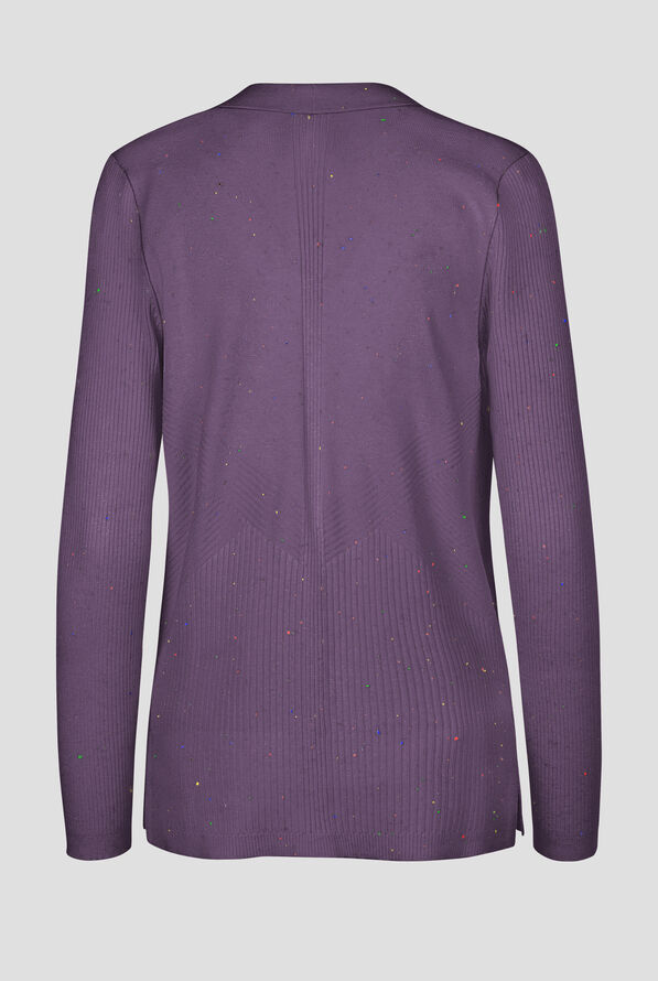 koi Essentials Kori Women's 2-Pocket Open Front Rib Knit V-Neck Scrub Cardigan - PURPLE DUSK - 2