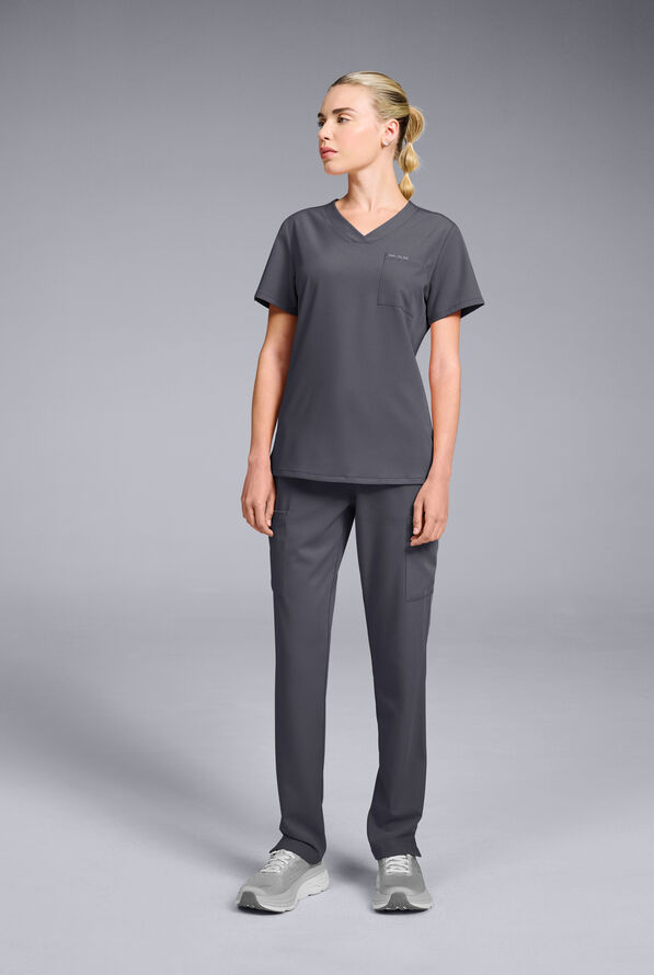 Hypothesis Women's Base 7-Pocket Straight Leg Cargo Scrub Pant - Tall - Pewter - 5