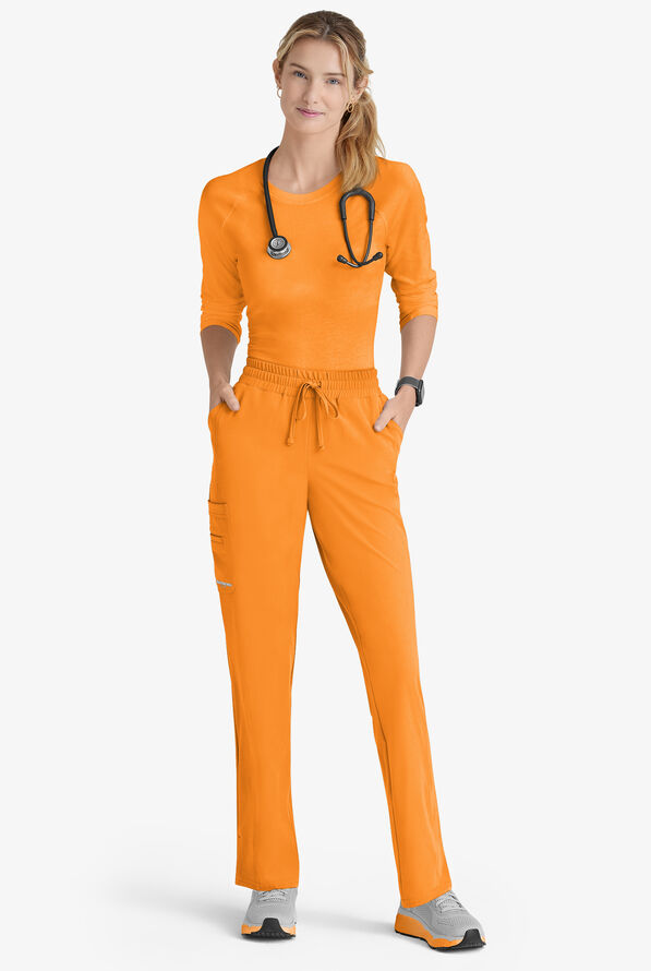 Skechers by Barco Gamma Women's 6-Pocket STRETCH Tapered Leg Cargo Scrub Pants - Bright Marigold - 4