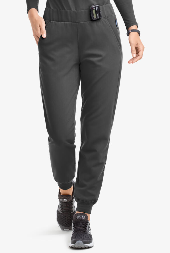 MOVEMENT by Butter-Soft Vega Women's 5-Pocket Flat Front Jogger STRETCH Scrub Pants - Tall - Pewter - 1