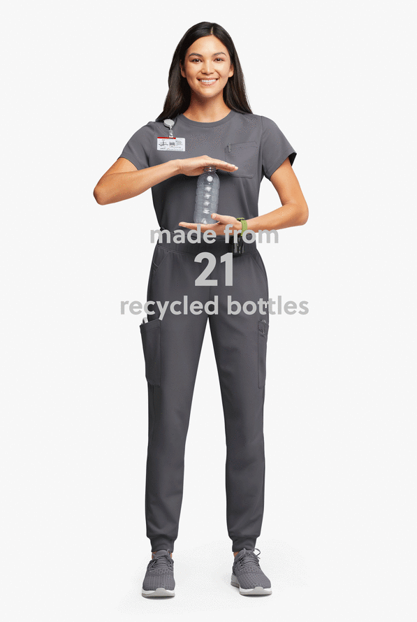 Pantalón médico ReSurge Amber estilo jogger con piernas pitillo y 7 bolsillos para mujer - Pewter - 5