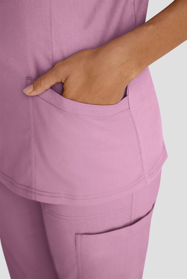 Butter-Soft STRETCH FLXTEK+ Women's 3-Pocket Crew Neck Scrub Top - Smokey Mauve - 8