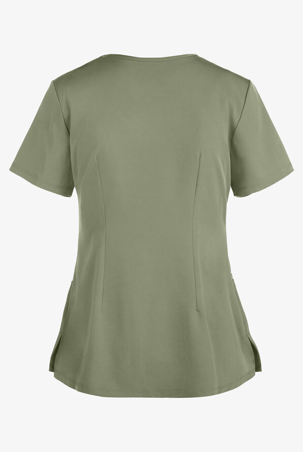 HH Works by Healing Hands Monica Women's 4-Pocket STRETCH V-Neck Scrub Top - Olive - 3