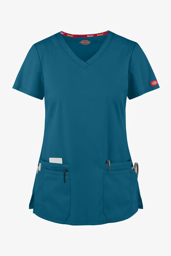Blusa m&eacute;dica Dickies EDS Signature de corte contempor&aacute;neo con cuello en V y 6 bolsillos para mujer