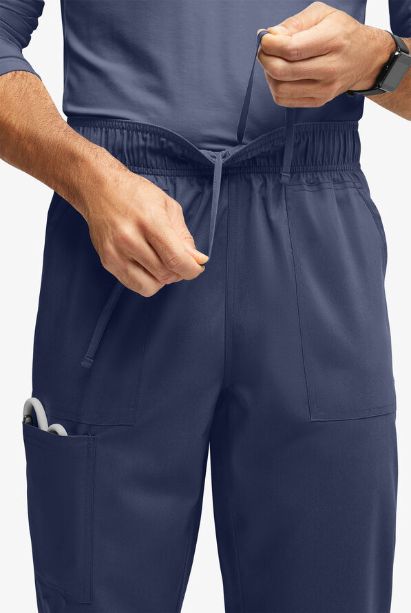 UA Exclusive Cherokee Workwear Revolution Men's 5-Pocket STRETCH Mesh Trim Drawstring Scrub Pants - Navy - 3