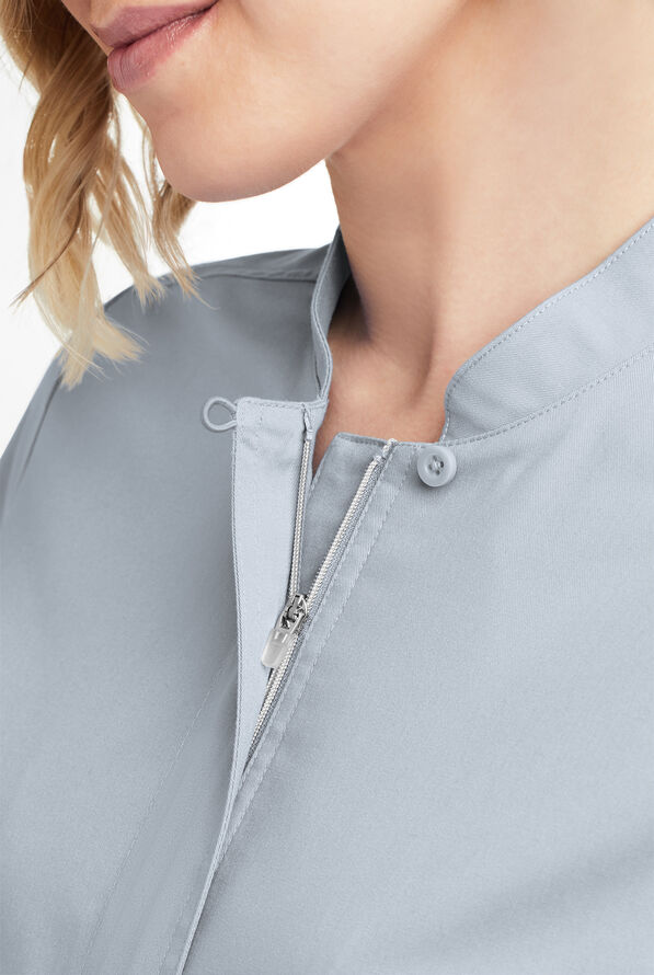 Blusa m&eacute;dica UA Butter-Soft STRETCH con cremallera y 6 bolsillos para mujer - Silver - 3