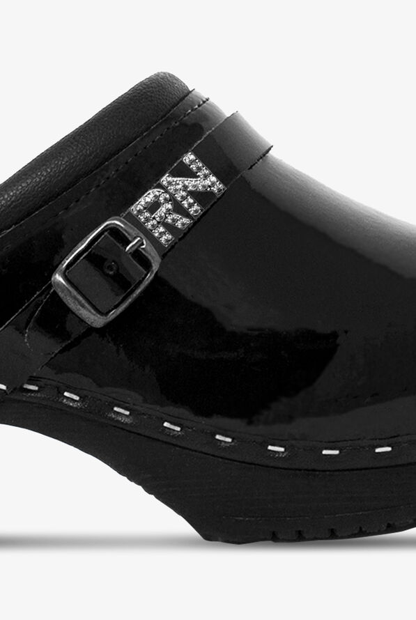 C&C Sweden Women's Classic Patent Leather Nursing Clogs - Black Diamonds - 3