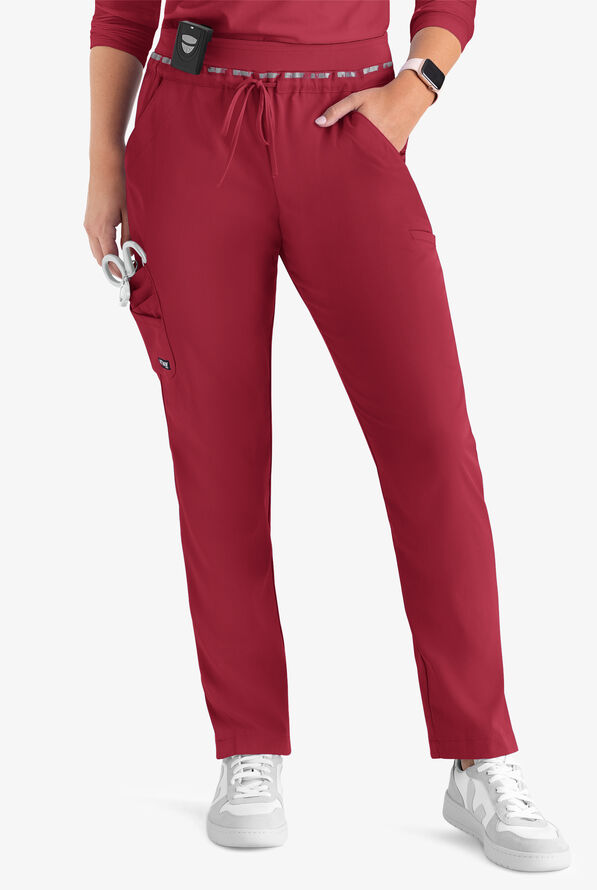 Grey's Anatomy by Barco Spandex STRETCH Serena Women's 7-Pocket Cargo Scrub Pants - Maple Red - 1