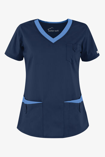 Butter-Soft Core Women's 5-Pocket Rounded V-Neck Scrub Top