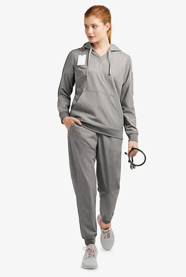 Sudadera m&eacute;dica MOVEMENT by Butter-Soft Sirius STRETCH con capucha y 4 bolsillos para mujer - Graphite Heather - 2