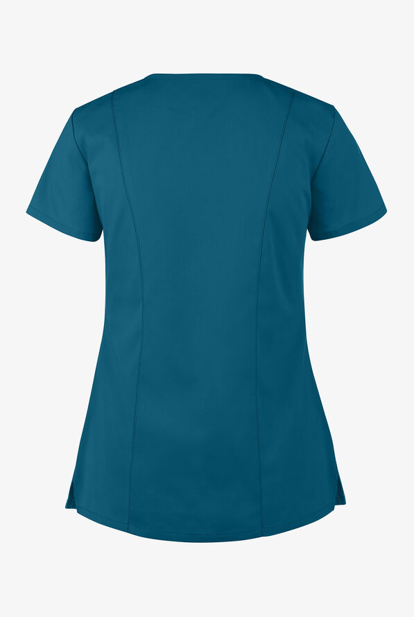 Blusa m&eacute;dica Dickies EDS Signature de corte contempor&aacute;neo con cuello en V y 6 bolsillos para mujer - Caribbean Blue - 2