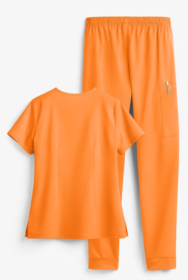 Tafford Active STRETCH Women's 5-Pocket Jogger Scrub Set - Apricot Crush - 2