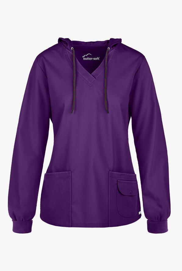 Butter-Soft Core Women's 4-Pocket Pullover Hoodie - Eggplant - 1
