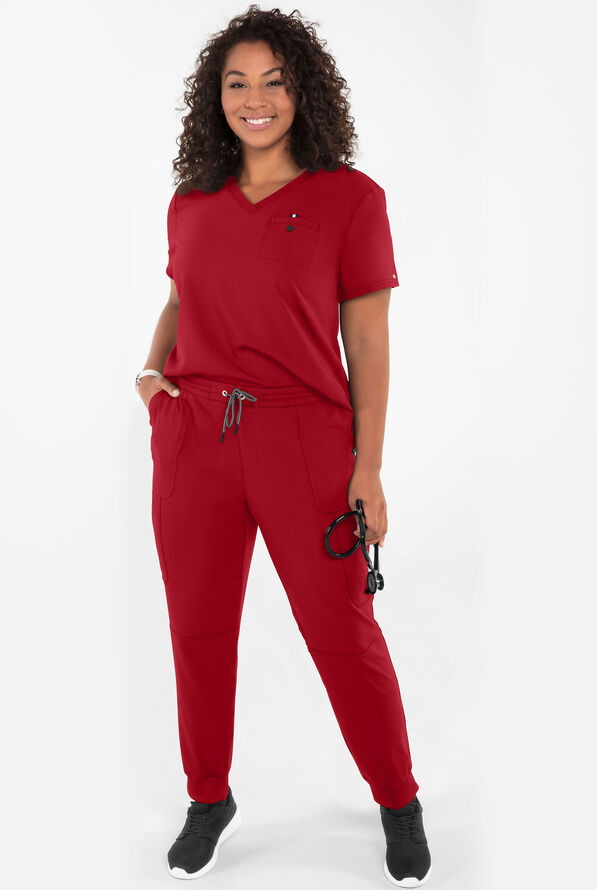 koi Next Gen Ready to Work Women's 1-Pocket STRETCH V-Neck Scrub Top - Ruby - 4