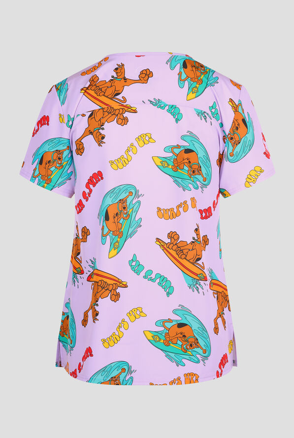 Scooby Doo Surfs Up by Funscrubs Women's 2-Pocket STRETCH V-Neck Print Scrub Top - null - 2