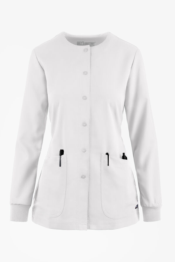 Chaqueta médica abrigada Grey's Anatomy de corte moderno con cuello redondo y 4 bolsillos para mujer - White - 1