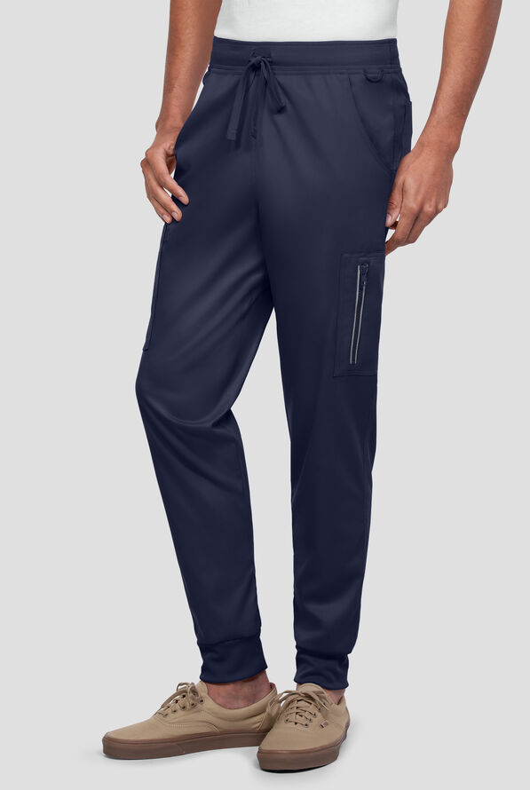 Strictly Scrubs Active STRETCH Men's 9-Pocket  Knit Waist Jogger Scrub Pant - Navy - 1