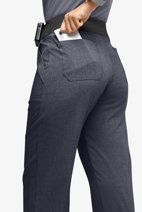 Easy STRETCH Sienna Women's 5-Pocket Sport Yoga Scrub Pants - Petite - Charcoal Heather/Black - 4