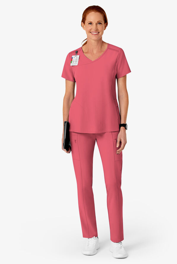 Wink Renew Women's 7-Pocket STRETCH High Waisted Slim Leg Cargo Scrub Pants - Ruby - 4