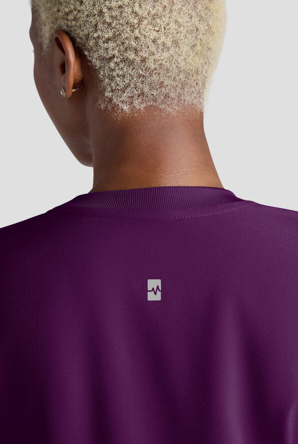 Easy STRETCH Anya Women's 2-Pocket Relaxed Crew Neck Scrub Top - Eggplant - 6