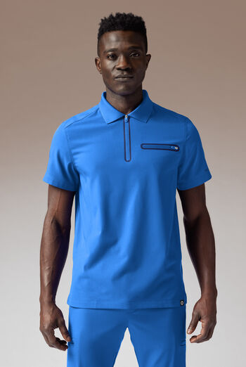 Hypothesis Alpha System Men’s 1-Pocket Zip Neck Polo With Tonal Trim Scrub Top