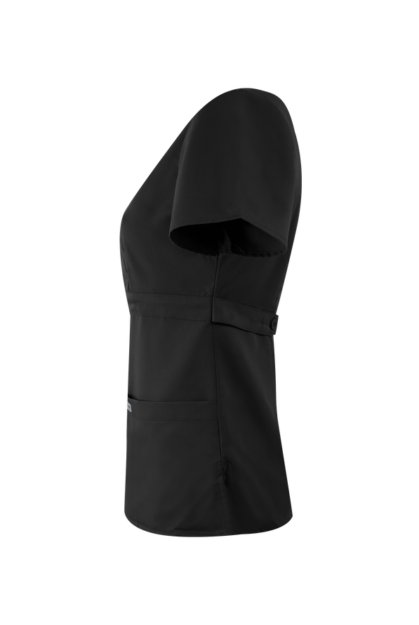 Grey's Anatomy by Barco Riley Women's 3-Pocket Modern Fit Mock Wrap Scrub Top - Black - 4