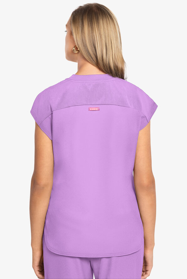 Med Couture Amp Women's 2-Pocket STRETCH Tuck in Dolman Crew Neck Scrub Top - Digital Lavendar - 4
