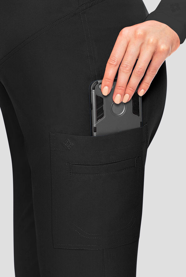 Med Couture Touch Maternity Women's 1-Pocket STRETCH High Waist Straight Leg Scrub Pant - Black - 3