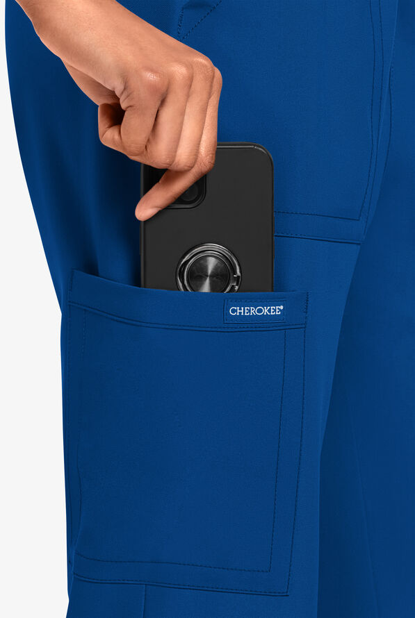 Pantal&oacute;n m&eacute;dico Cherokee Workwear Originals Ultra estilo cargo con piernas rectas y 4 bolsillos para mujer - Royal - 3