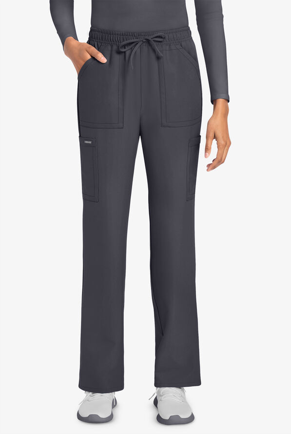 Cherokee Workwear Originals Ultra Women's 4-Pocket Drawstring Cargo Scrub Pants - Pewter - 1