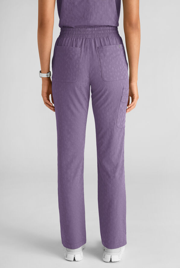 Easy STRETCH Naya Women's Jacquard 6-Pocket Straight Leg Scrub Pant - Purple Dusk - 6
